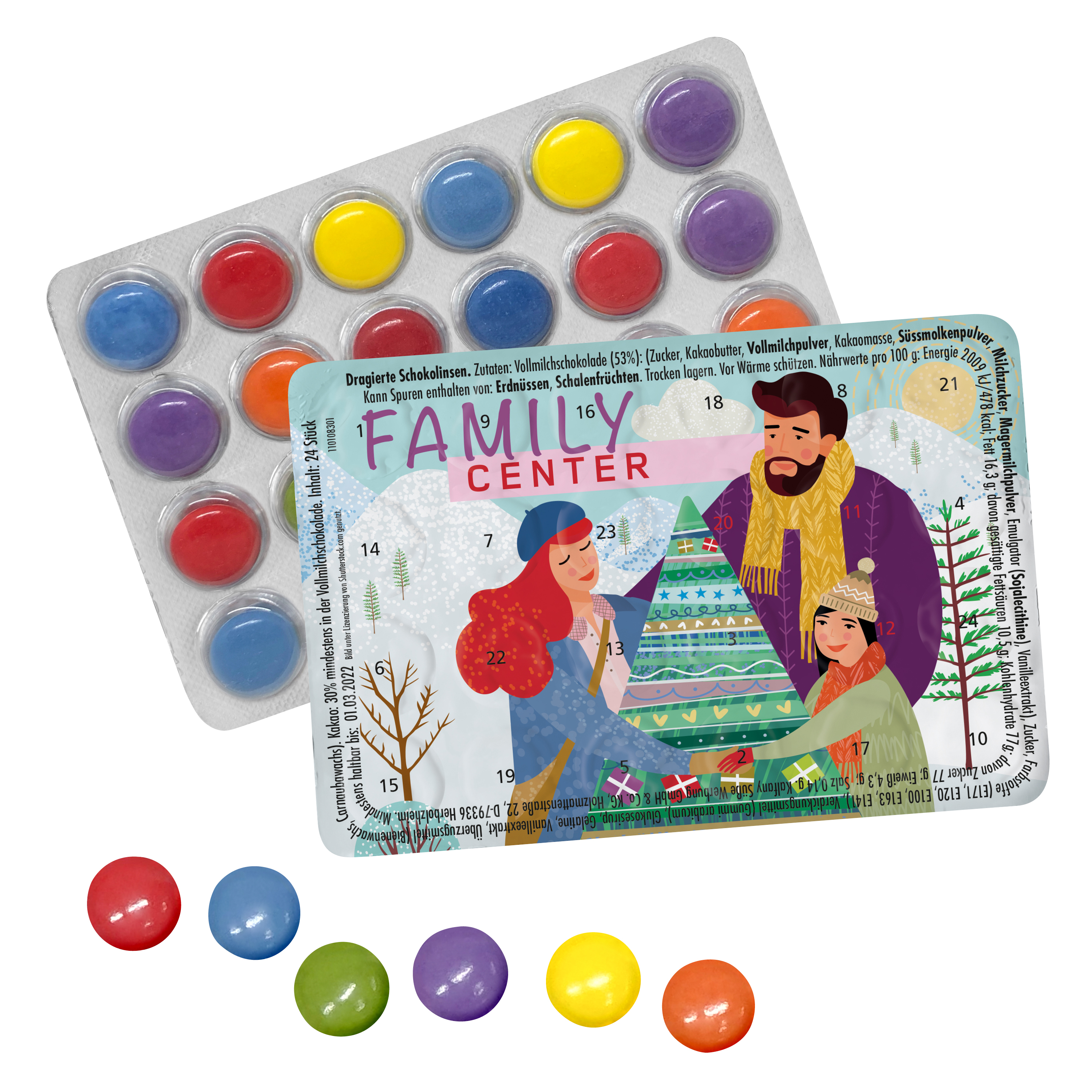 Kleinste Adventkalender met Chocoladelinzen - Nazareth bedrukken met logo
