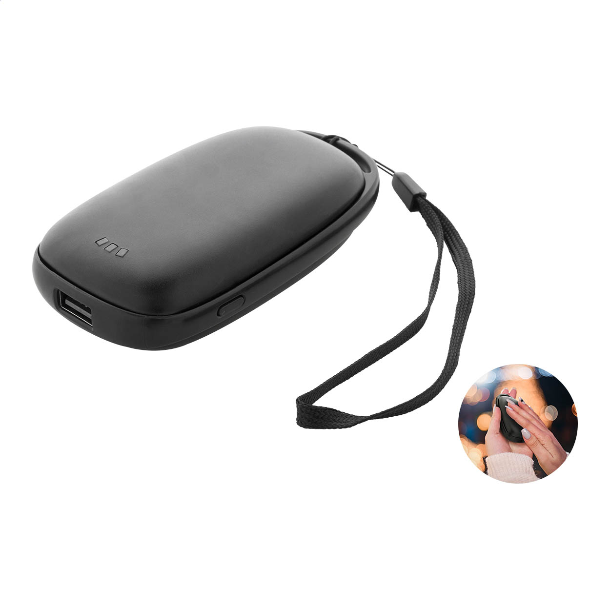 PowerPalm handwarmer van gerecycled aluminium met powerbank 4000 mAh bedrukken met logo