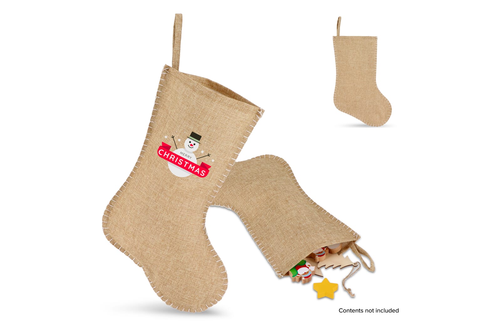 Rustieke Jute Kerstsok met Decoratieve Stiksel - Gavere