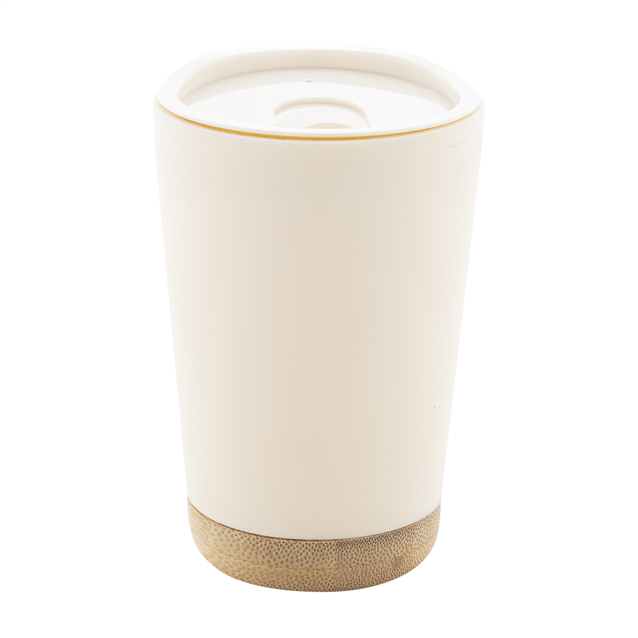 Dellio dubbelwandige thermobeker van PP met bamboe bodem, 260 ml, met logo