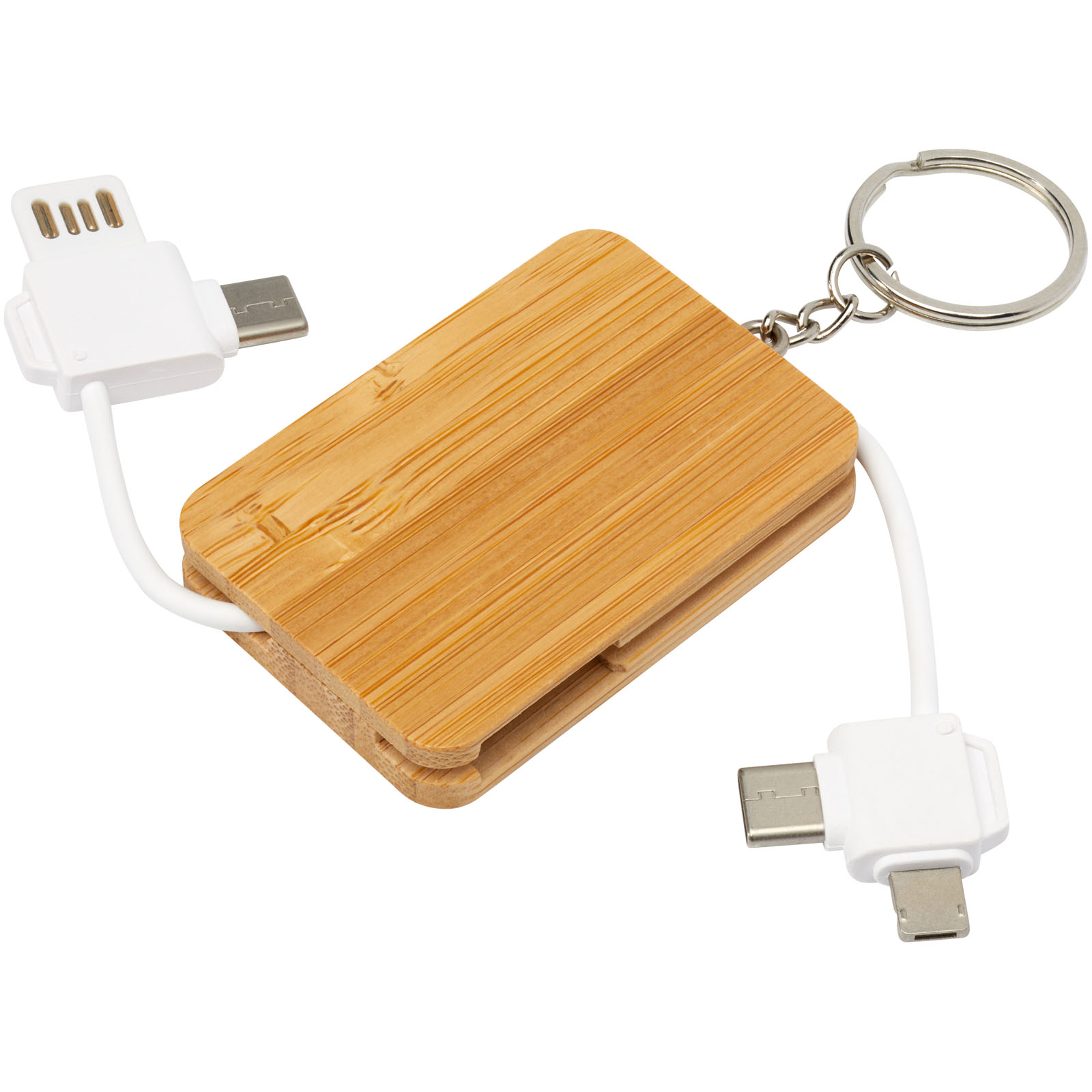 Bamboe 6-in-1 Oplaadkabel met Sleutelhanger - Martenslinde