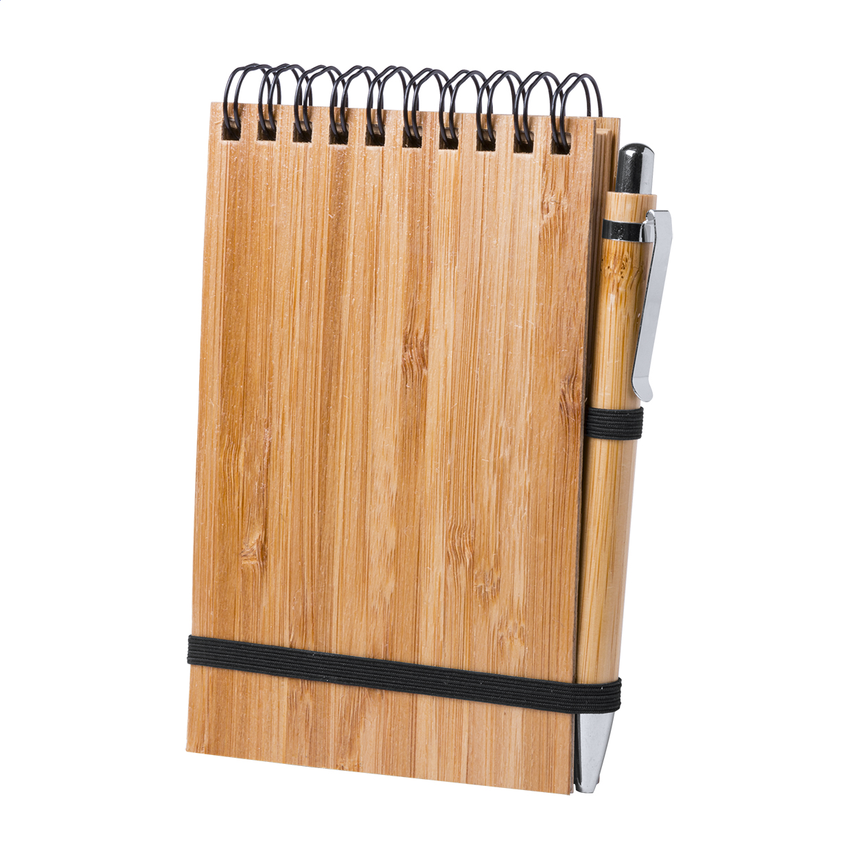 Shunan spiraalnotitieboek met bamboe kaft en bamboe balpen, met logo bedrukken met logo