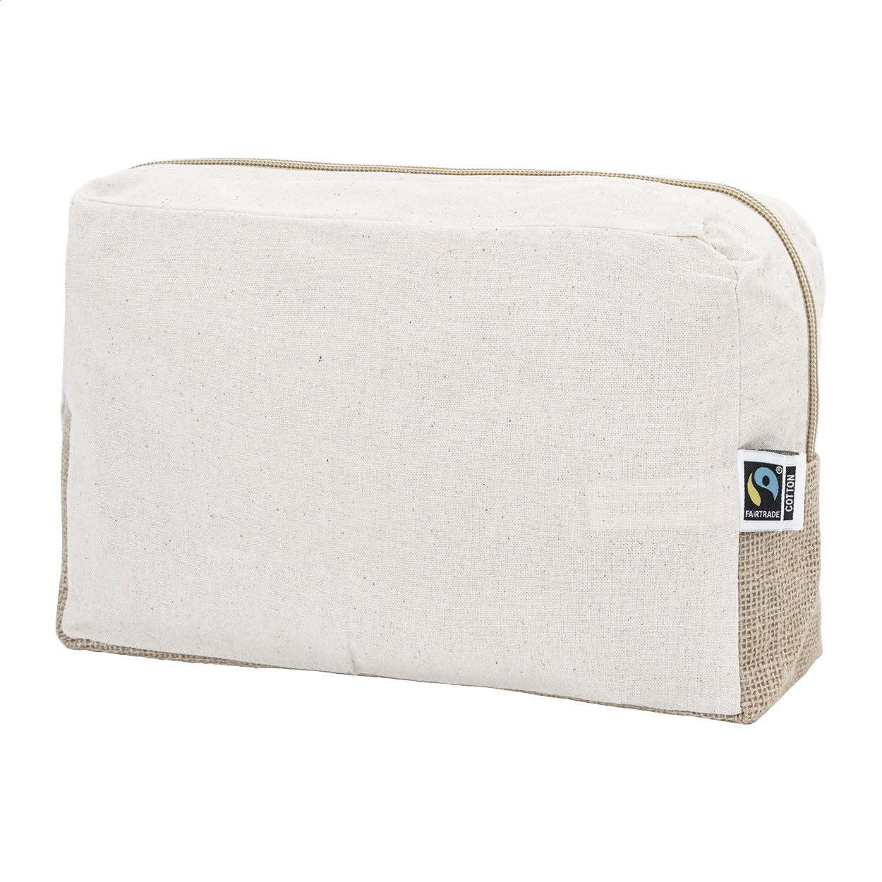 Ferbax Fairtrade toilettas van katoen en gelamineerde jute met logo