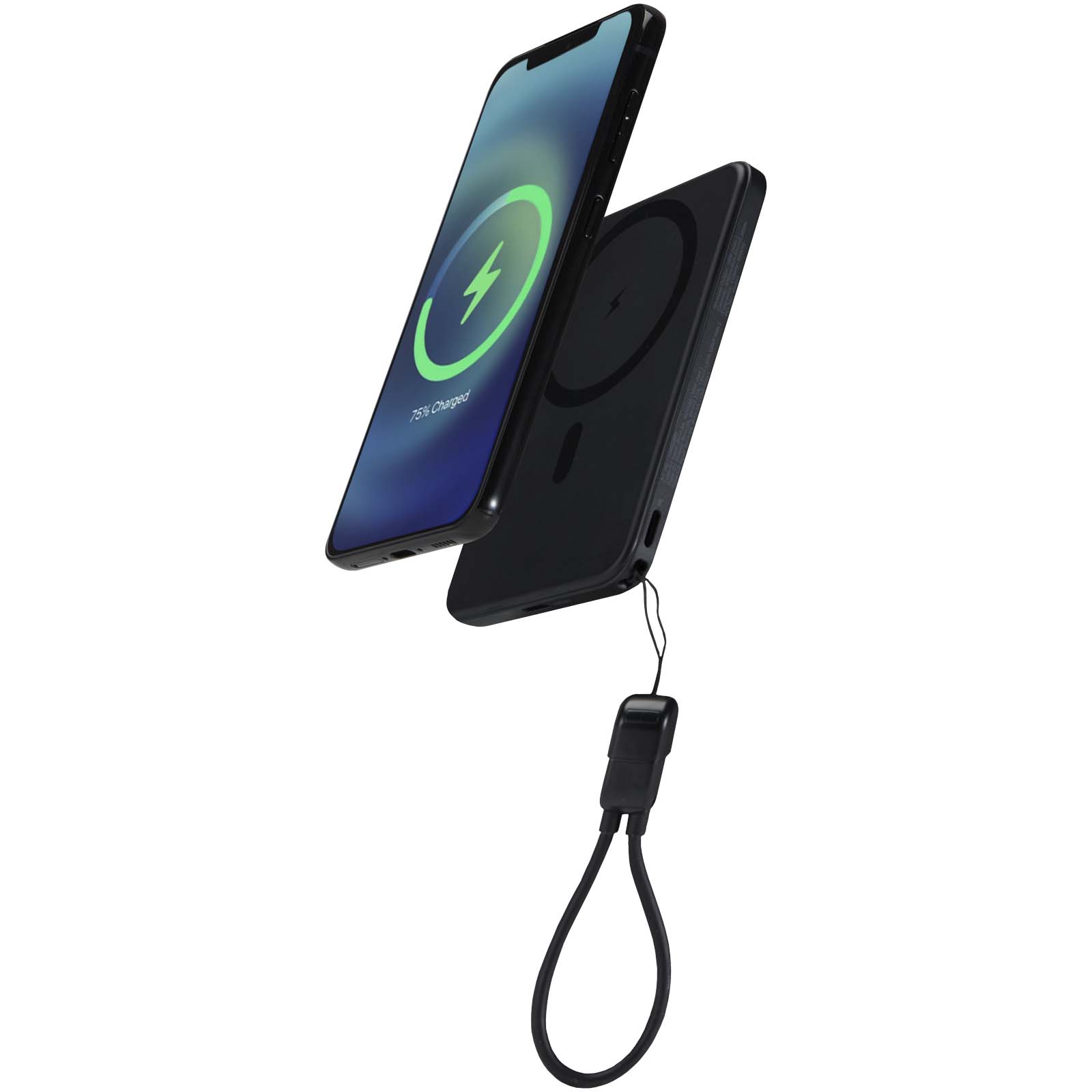 SMART 5000 mAh magnetische powerbank van gerecycled kunststof, logo
