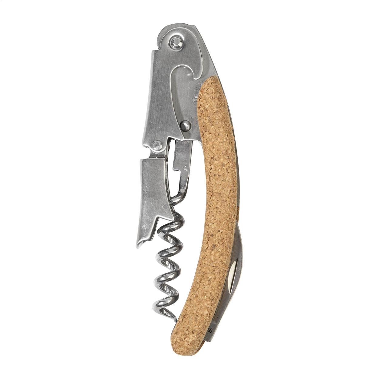 Maderia RVS flesopener en kurkentrekker met kurken handvat, logo bedrukken met logo