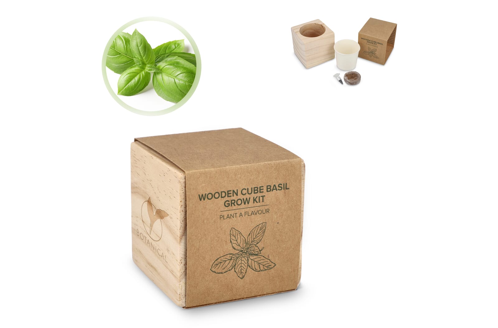 FSC Houten Plantenbak Set - Basilicum