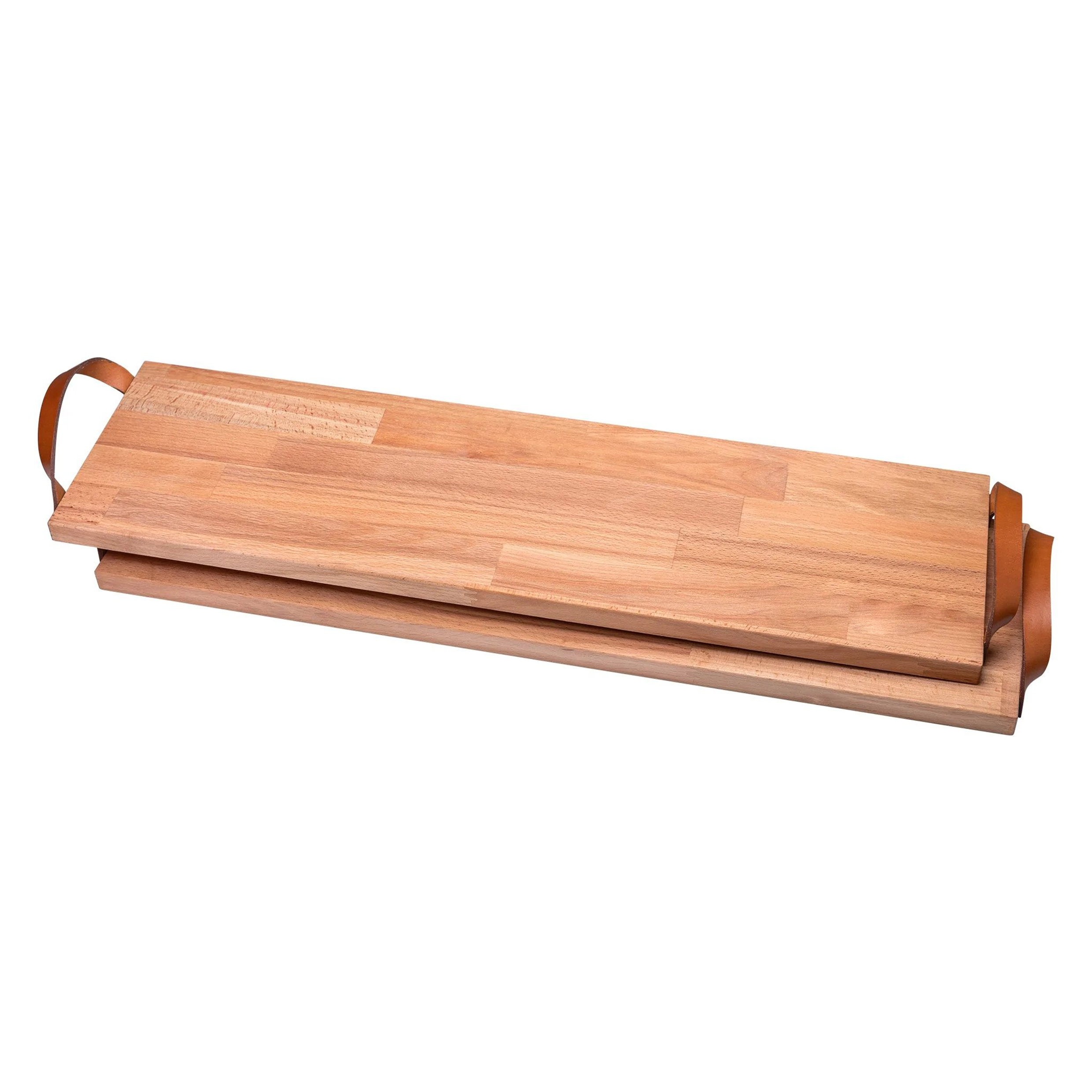 Beukenhouten Serveerplank met Leren Handgrepen - Boechout