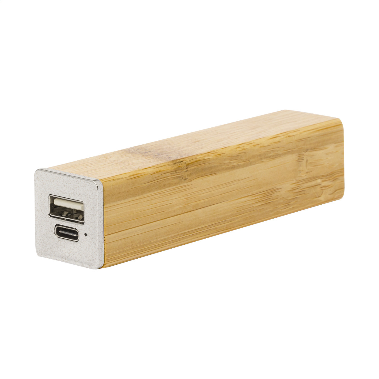 Bamster powerbank van bamboe en tarwestro met 2200 mAh en uw logo bedrukken met logo