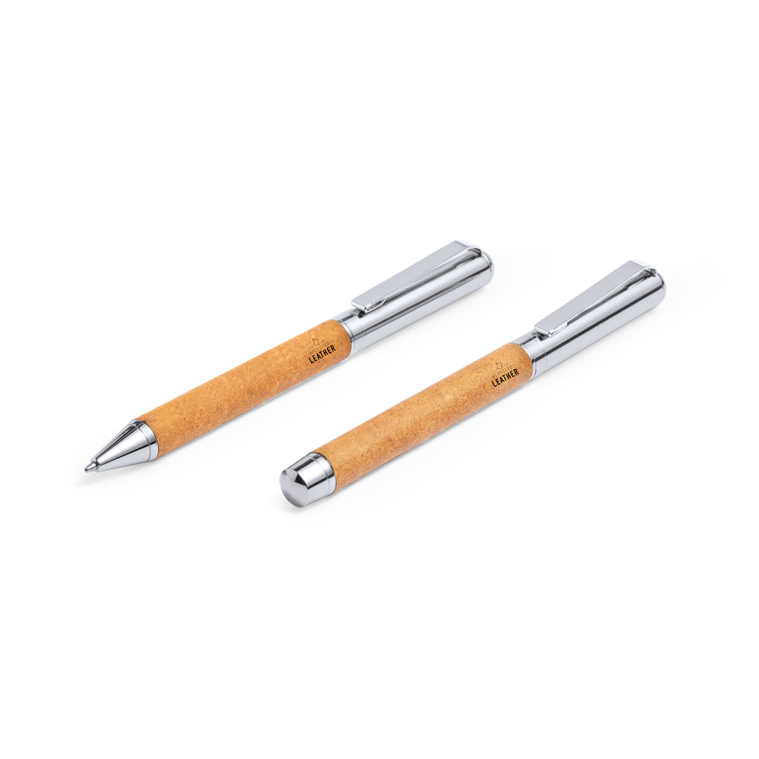 Metalen Pen & Roller Set met Gerecycled Leer - Kortenaken