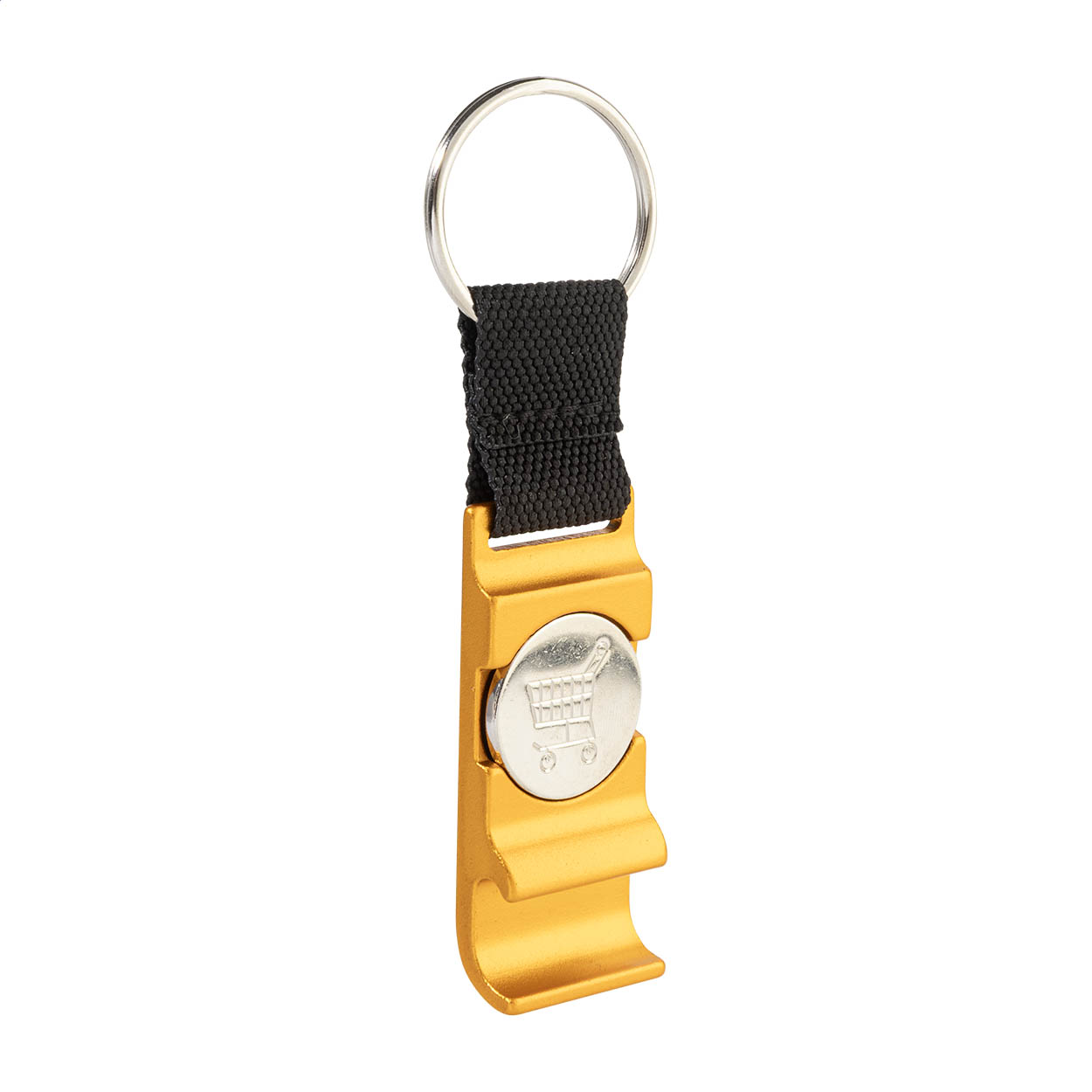 OpenCart sleutelhanger met flesopener en winkelwagenmuntje, logo