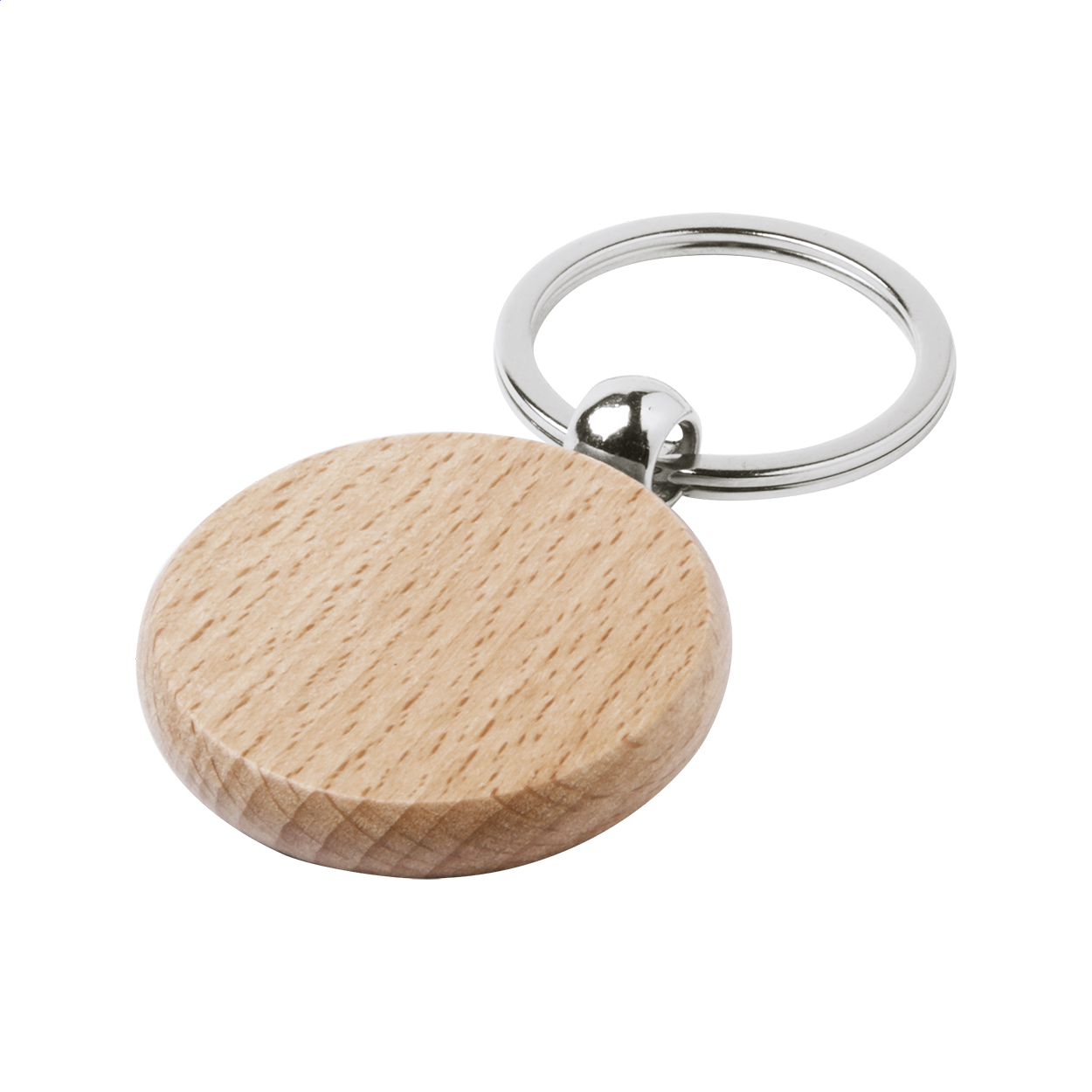 Wokke ovale sleutelhanger van natuurlijk beukenhout met logo bedrukken met logo