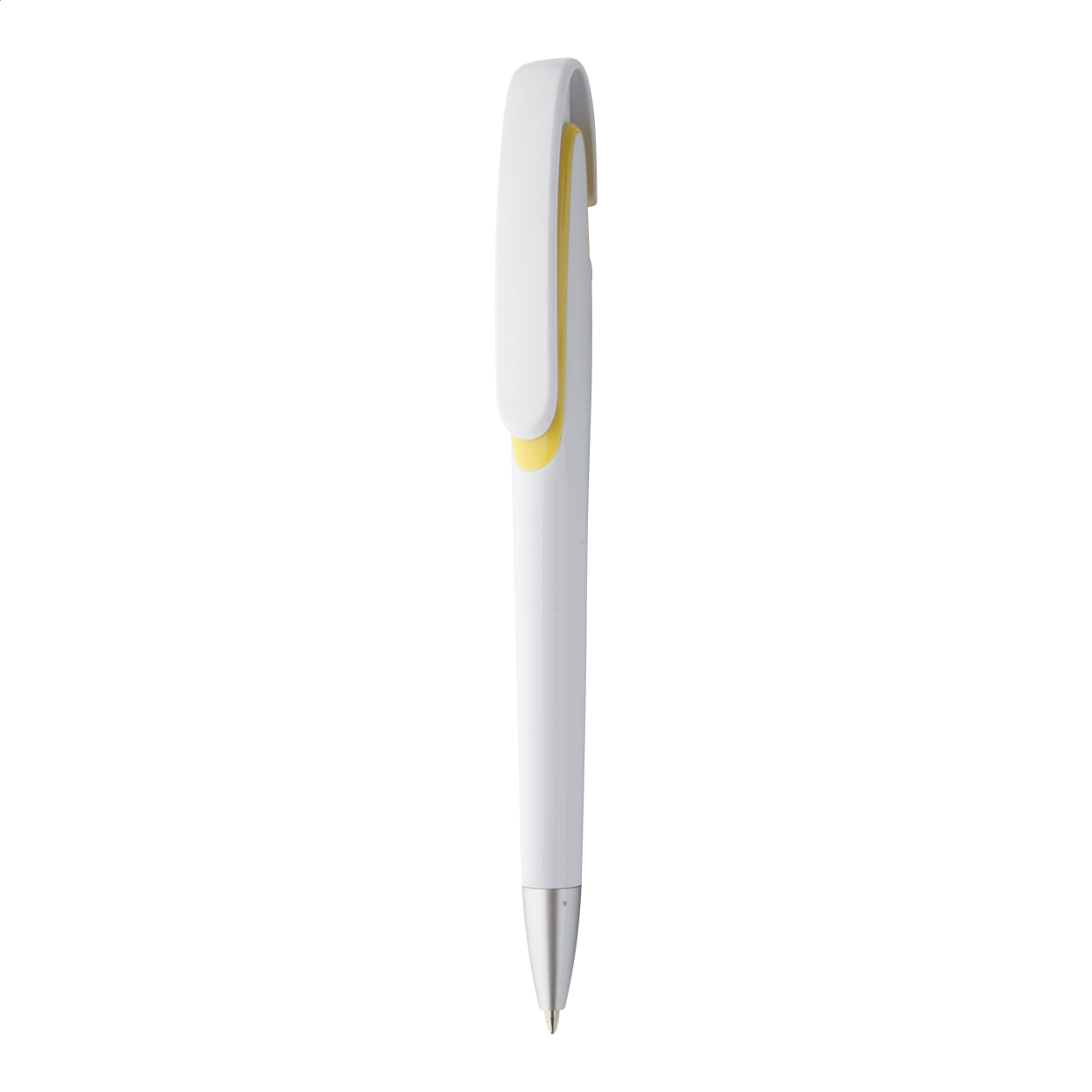 Serval balpen met witte schacht en zilveren punt, bedrukt met uw logo bedrukken met logo