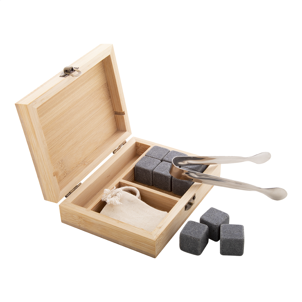 Hergebruikbare Bamboe Whisky Stenen Set - Landen bedrukken met logo