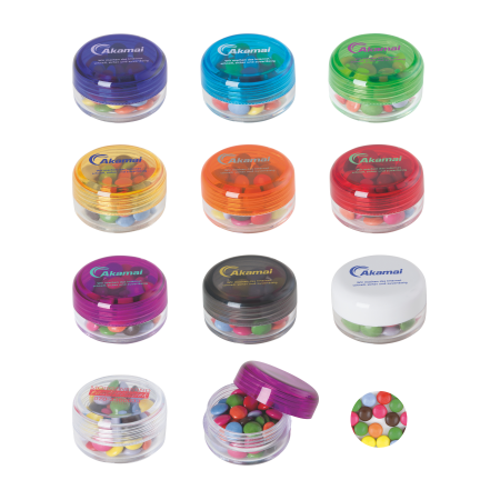 Ronde plastic container met gekleurde deksel - Laarne