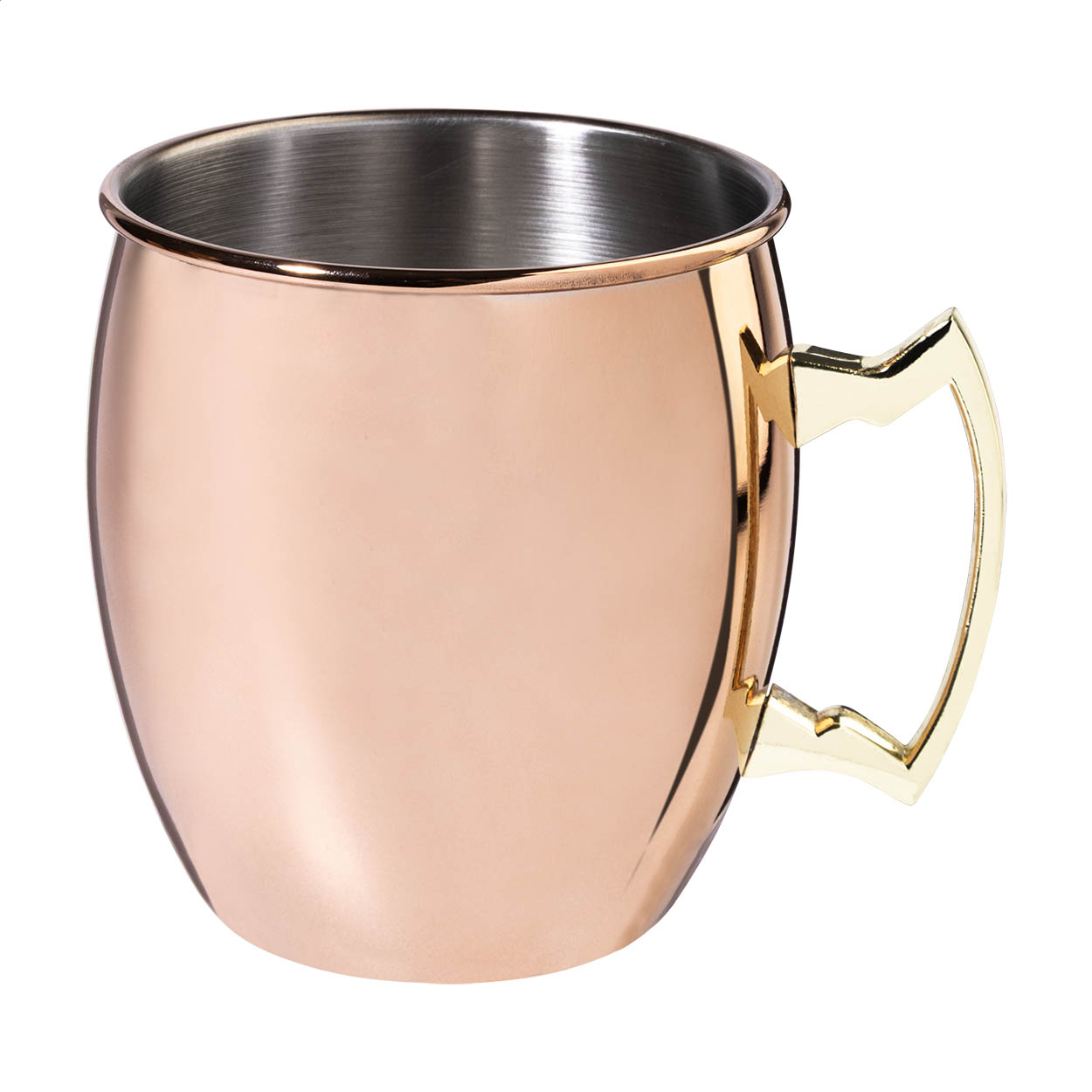 Mule koperkleurige RVS cocktailmok met handvat, 500 ml, met logo bedrukken met logo