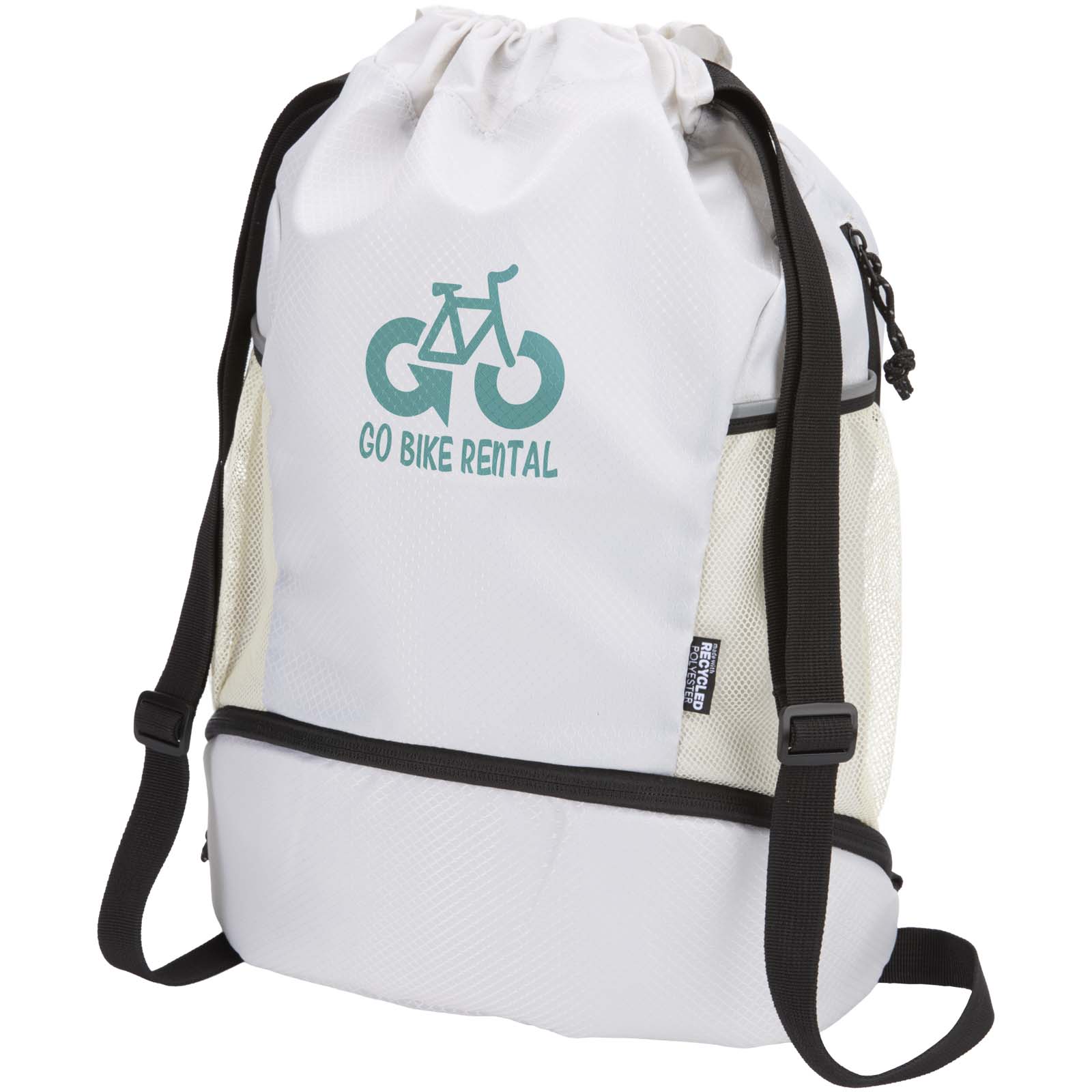 Nomad Stijl GRS gerecycleerde sport-rugzak met bodemvak 18L - Merksplas bedrukken als relatiegeschenk Nomad Stijl GRS gerecycleerde sport-rugzak met bodemvak 18L - Merksplas bedrukken met logo