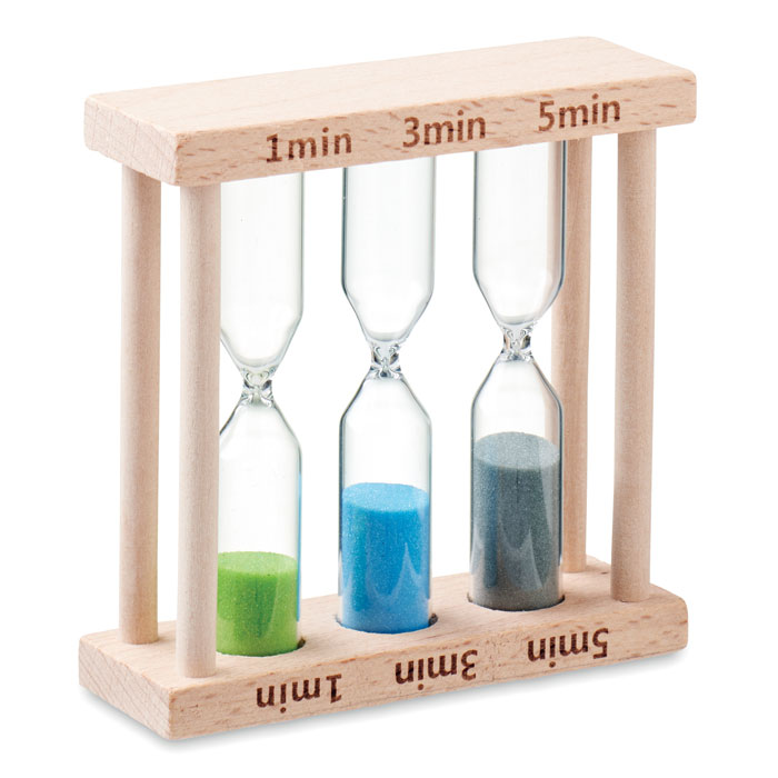 Set van 3 houten zandlopers - Wachtebeke