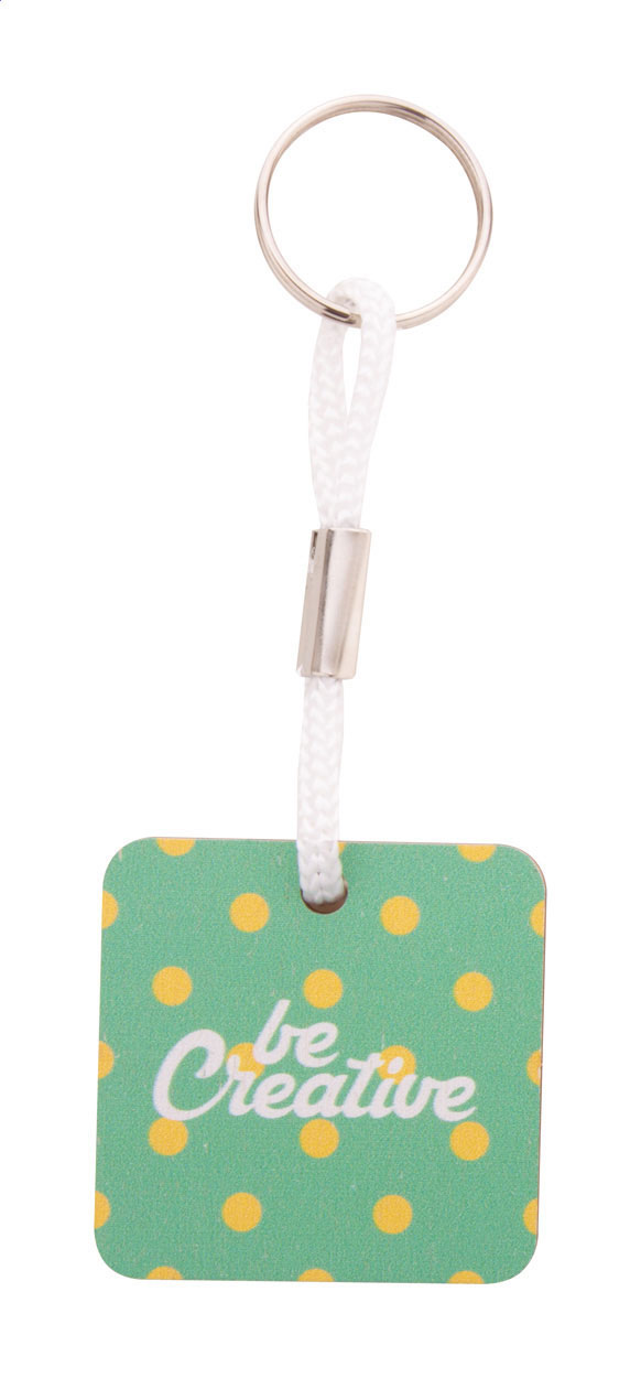 Houten Vierkant Sleutelhanger - Stabroek