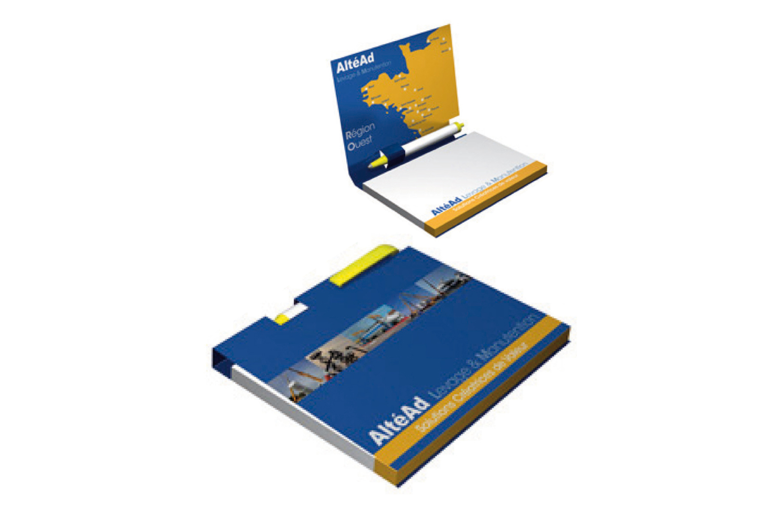 Bloc de papier dans un bac à cubes avec porte-stylo 10x10x10cm FSC