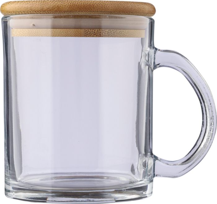 Gerecycled glazen drinkbeker met bamboe deksel - Laarne