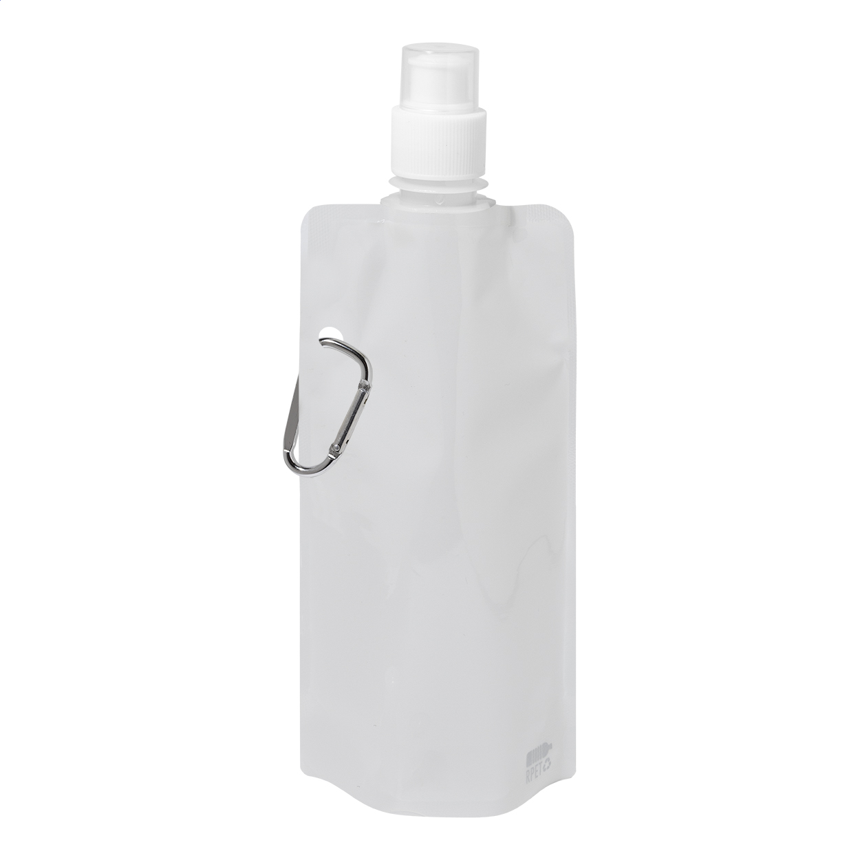 Carabol opvouwbare RPET drinkfles met karabijnhaak, 500 ml, met logo bedrukken met logo
