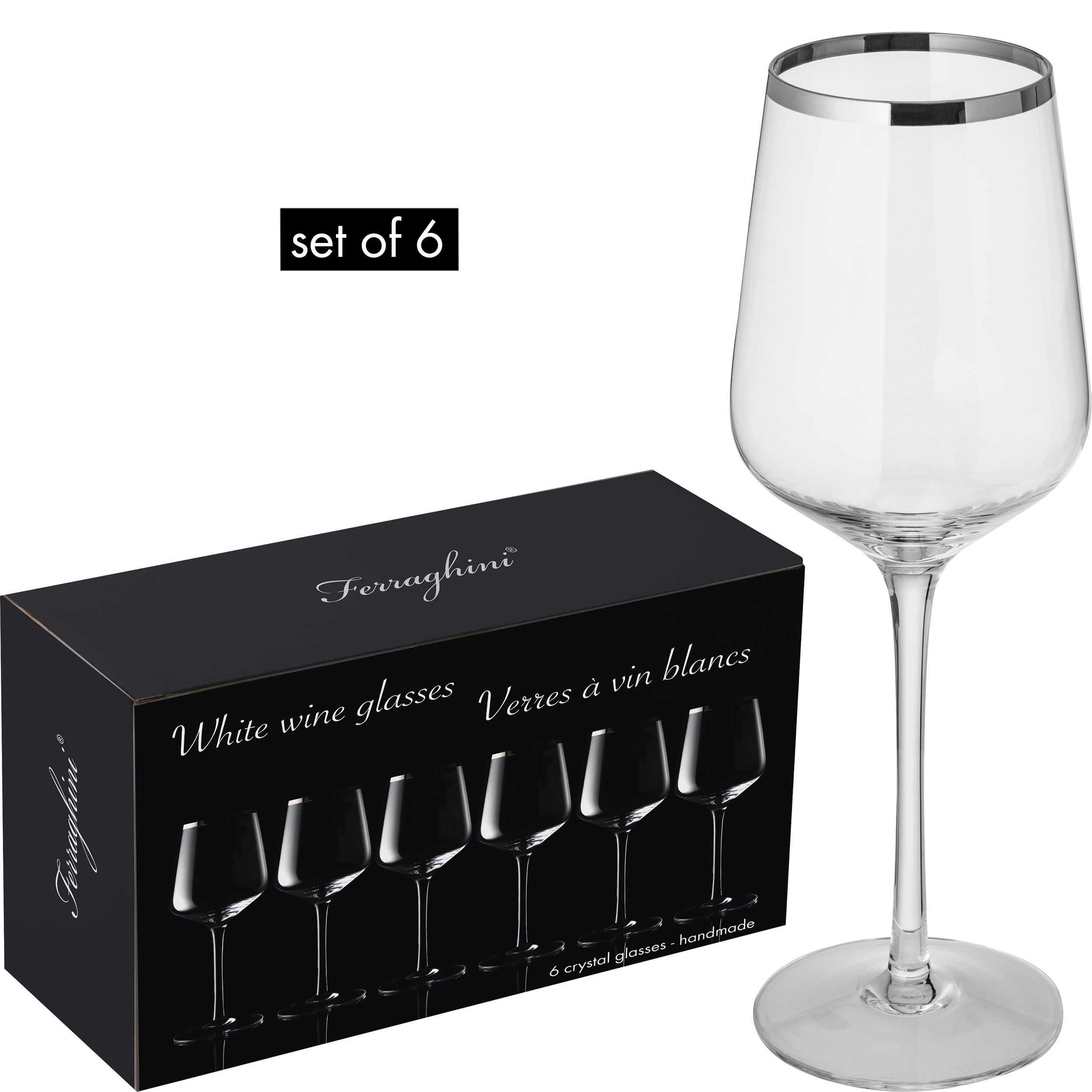 Set van 6 witte wijnglazen - Leuven
