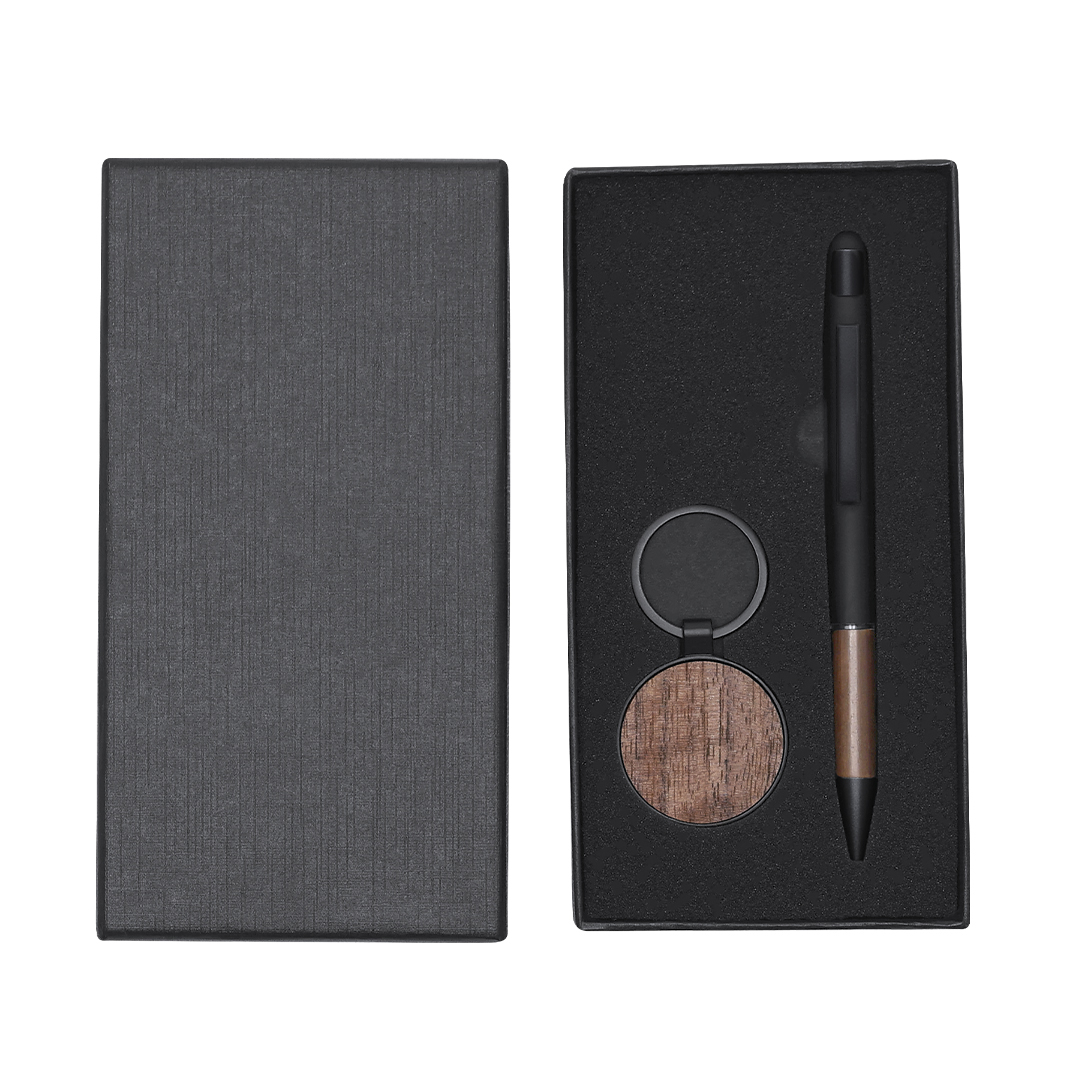 Walnoot Hout & Mat Zwart Schrijfset - Tielt-Winge