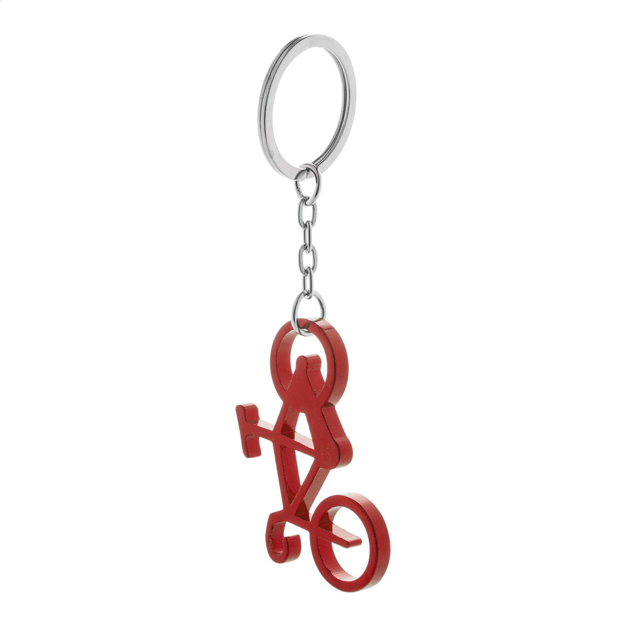 Bianx fietsvormige sleutelhanger van aluminium met flesopener en logo bedrukken met logo