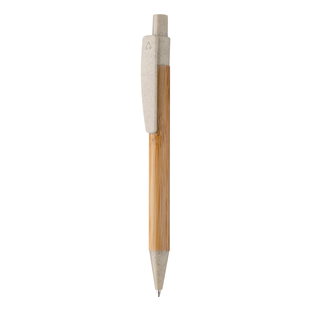 Boothic bamboe balpen met clip van ecologische tarwestro, met logo