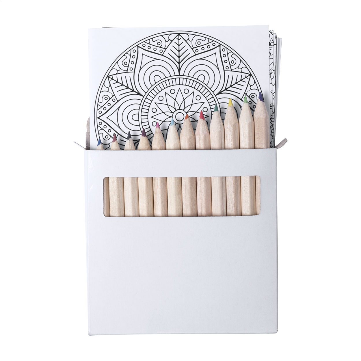 Condala mandala kleurset met 12 kleurpotloden en 12 vellen met logo bedrukken met logo