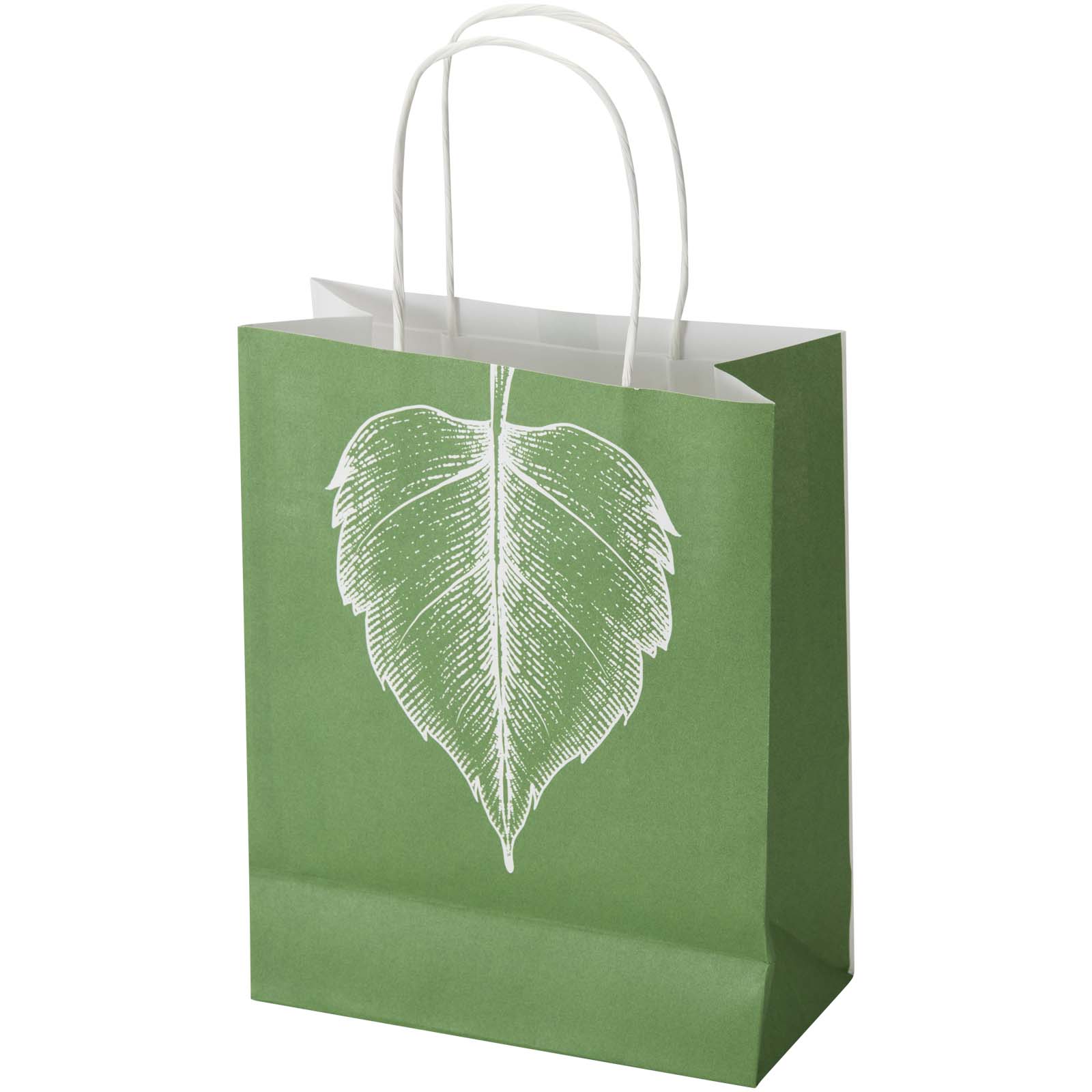 Kraftpapieren tas 120 g/m² met gedraaide handgrepen en logo, 18 x 9 x 23 cm