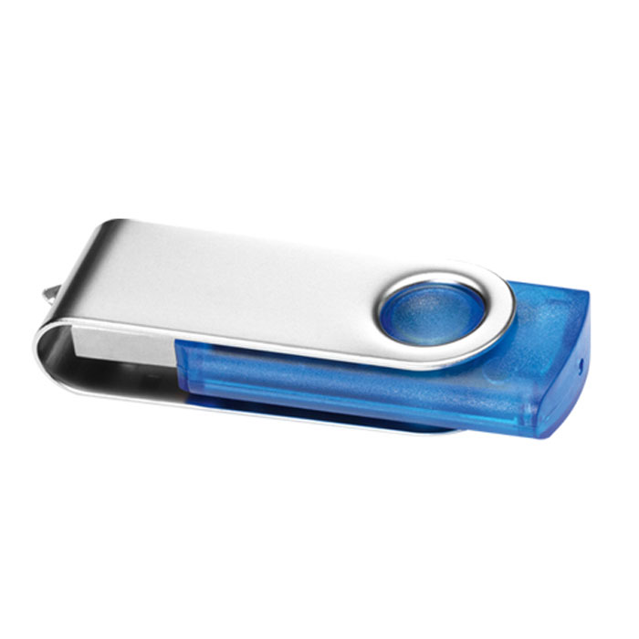 Transparante USB-stick met metalen cover - Lint