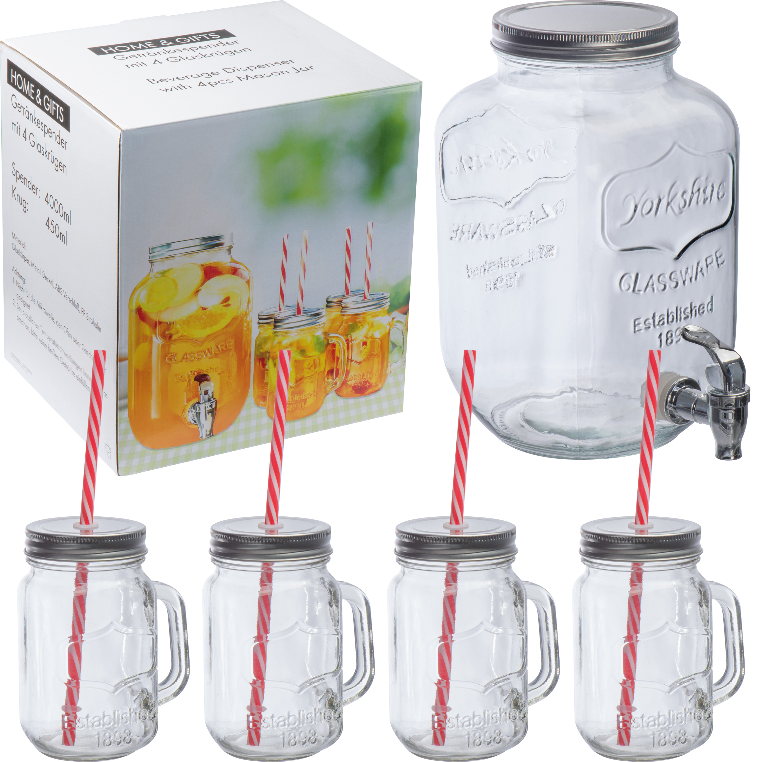 Glazen Drankdispenser Set - Tienen