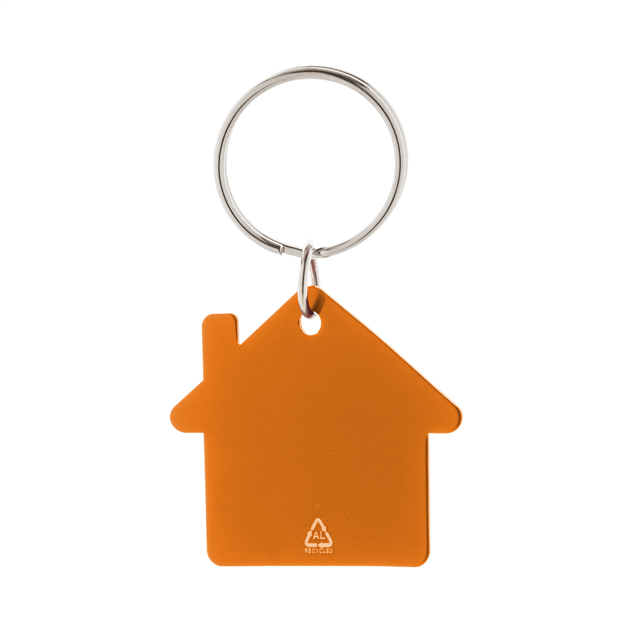 Ralhut sleutelhanger in huisvorm van gerecycled aluminium met logo