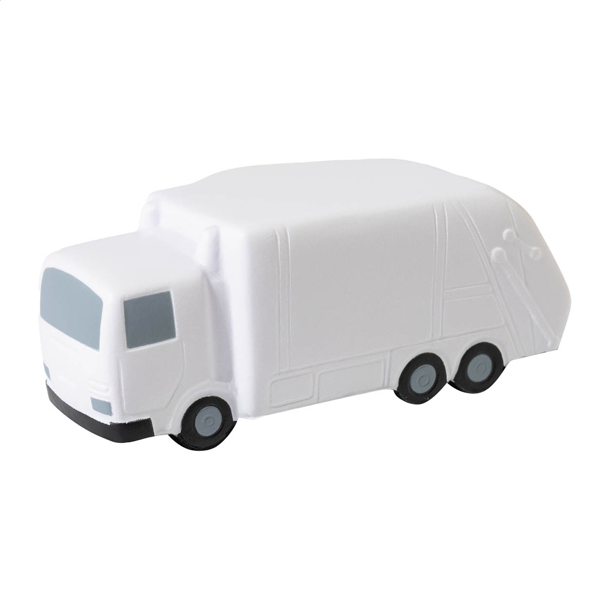 Binbud antistressbal in de vorm van een vuilniswagen van PU-schuim met logo bedrukken met logo