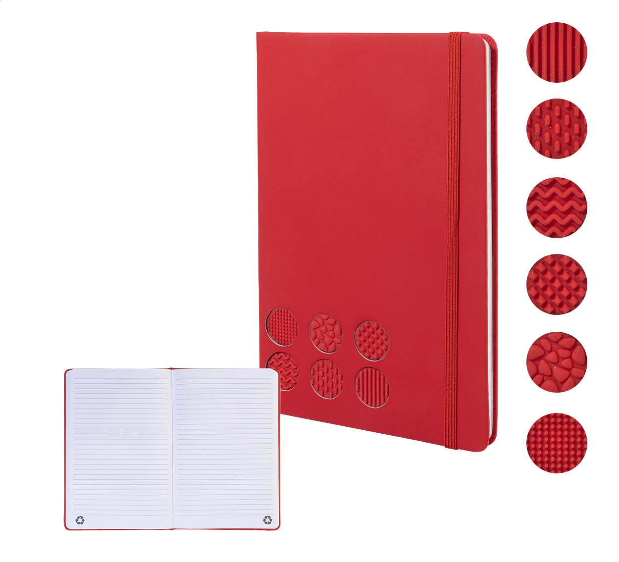Senspuk A5 antistress notitieboek van gerecycled PU met uw logo