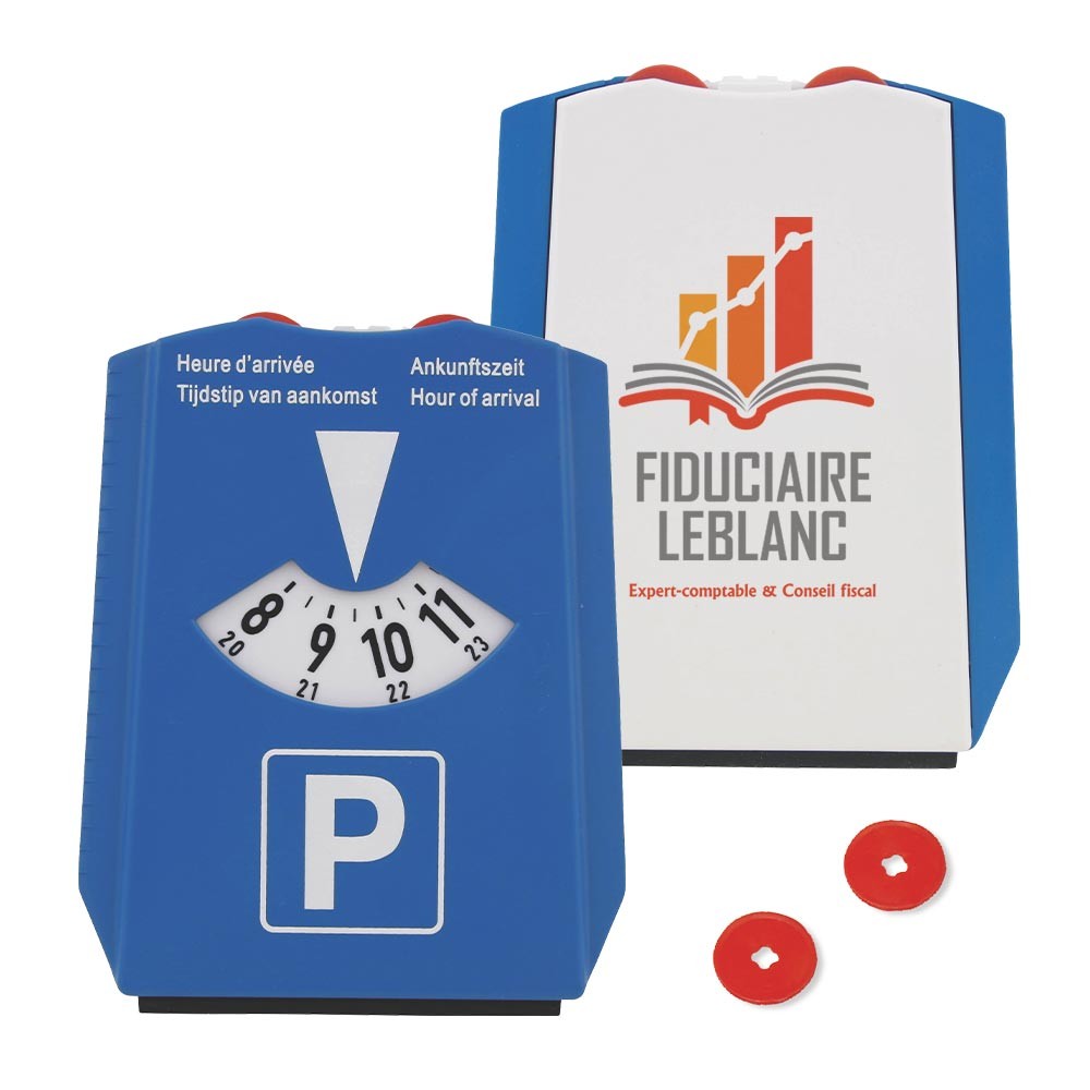 Parkeerschijf met ijskrabber en winkelwagenmunten - Zoutleeuw