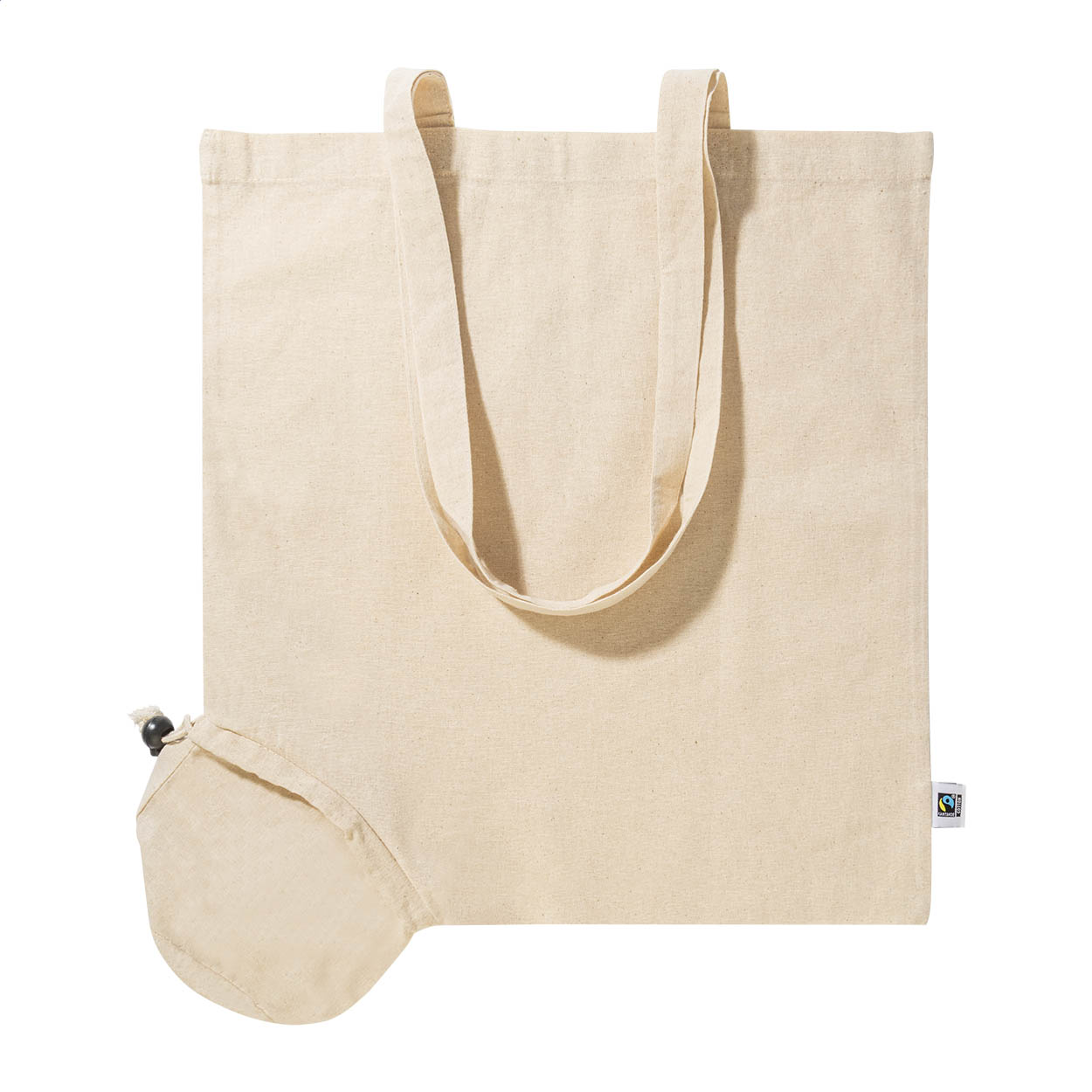 Fershop Fold opvouwbare Fairtrade katoenen boodschappentas met logo