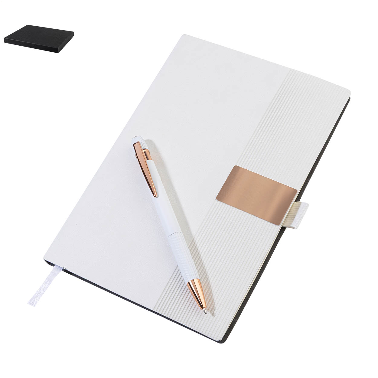 Rozzet notitieboekset met A5-notitieboek en pen, gerecycled, met logo bedrukken met logo