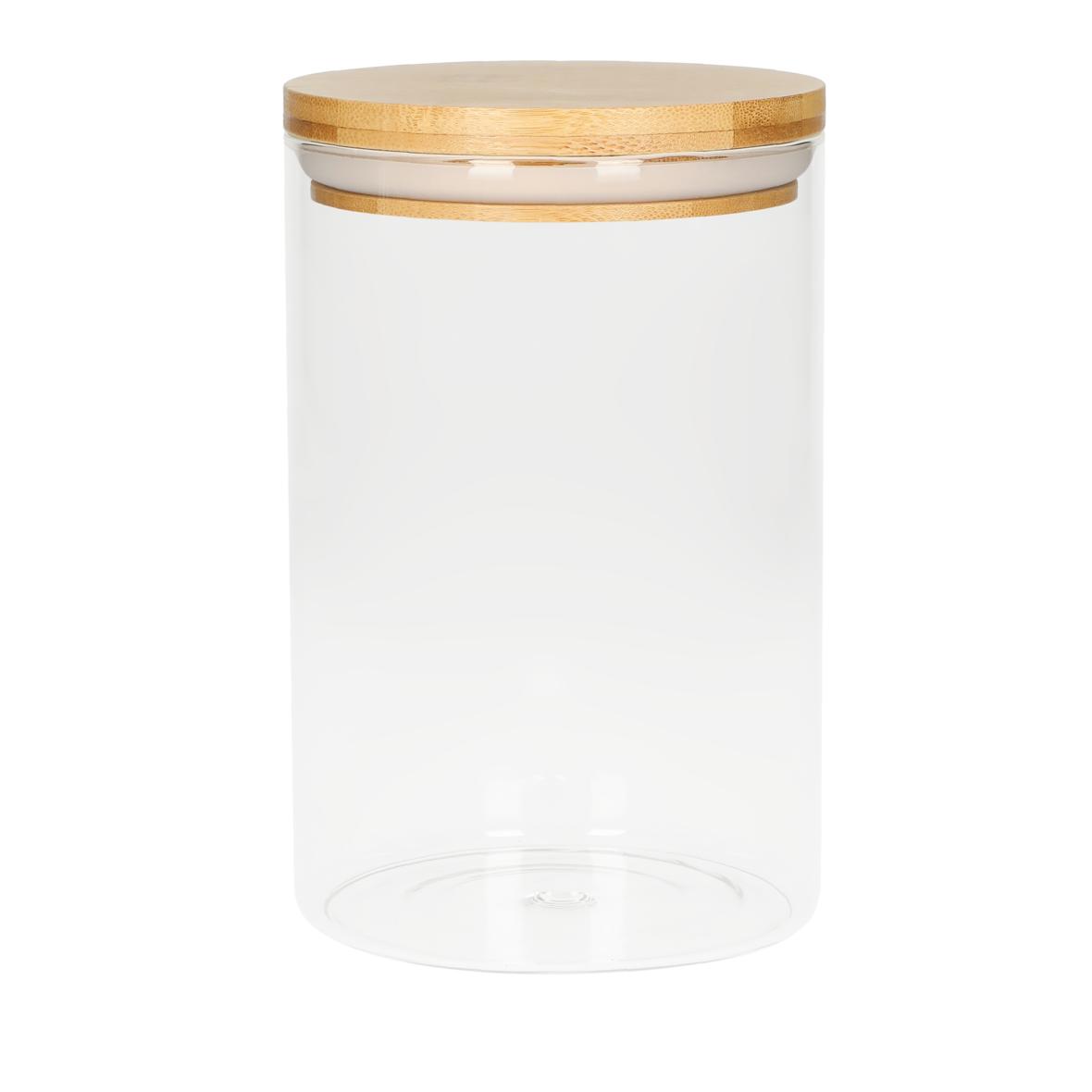 Glazen Opbergpot 1.6L Bamboe Deksel - Wingene