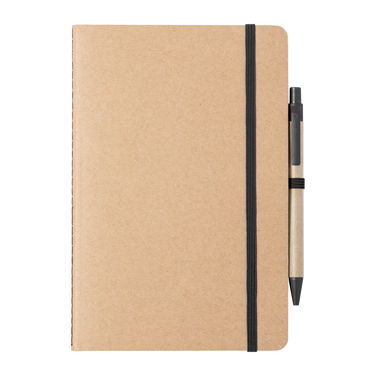 Ginkgo A5 notitieboek van gerecycled karton met tarwestro balpen, logo
