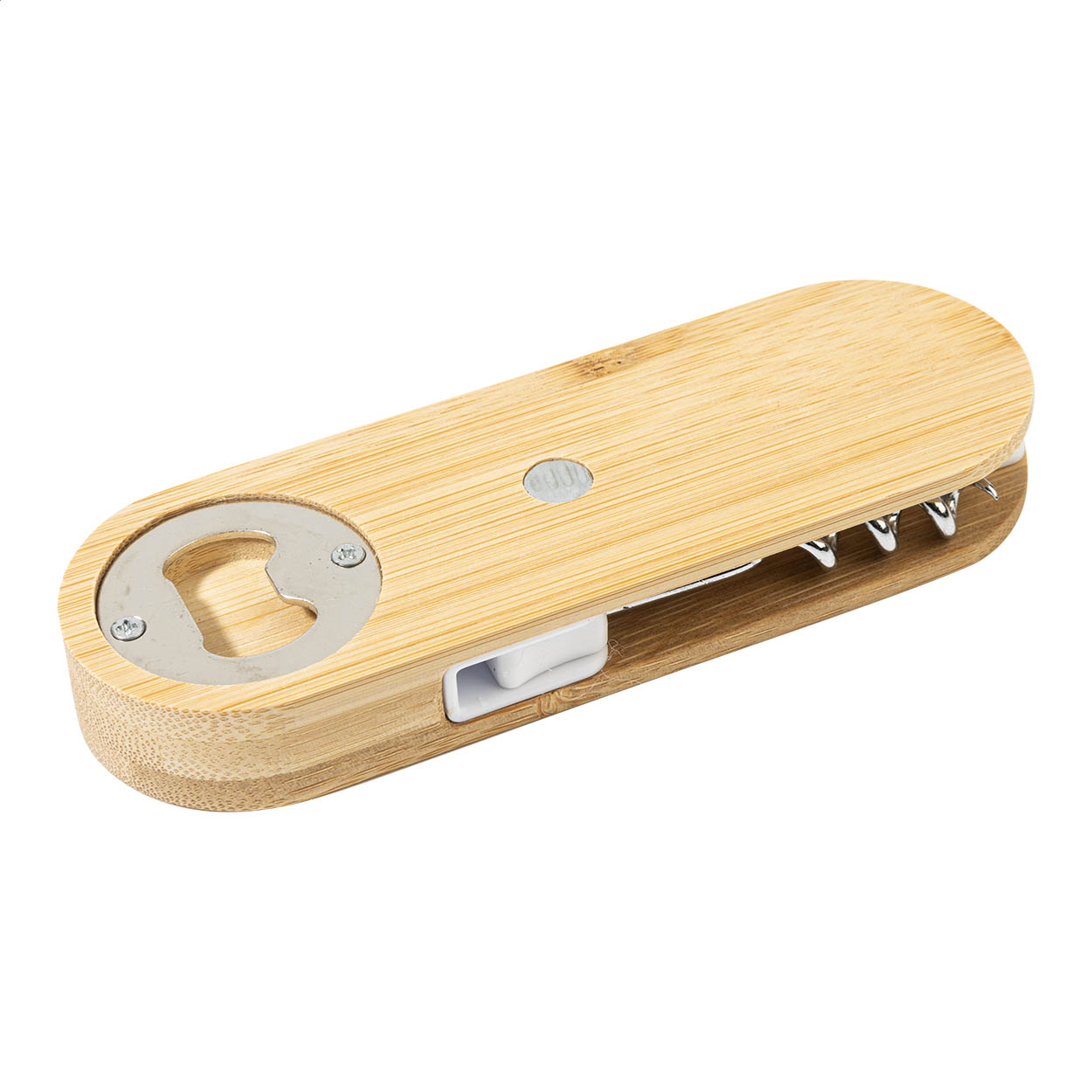 Algarve magnetische bamboe flesopener en kurkentrekker met uw logo bedrukken met logo