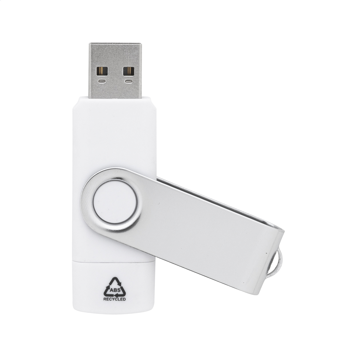 TwistDrive Plus OTG USB-stick van gerecycled ABS met USB en USB-C, logo