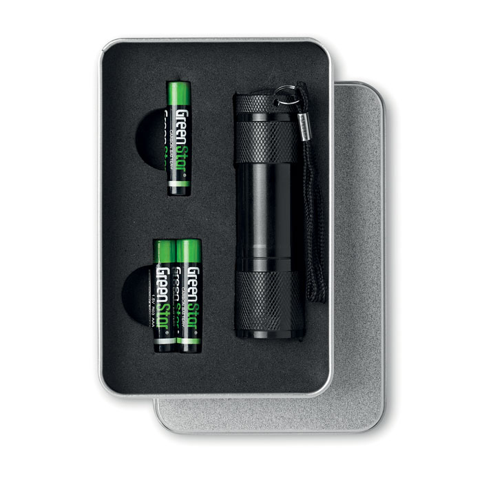 LED-zaklamp in blikken doos - Herne