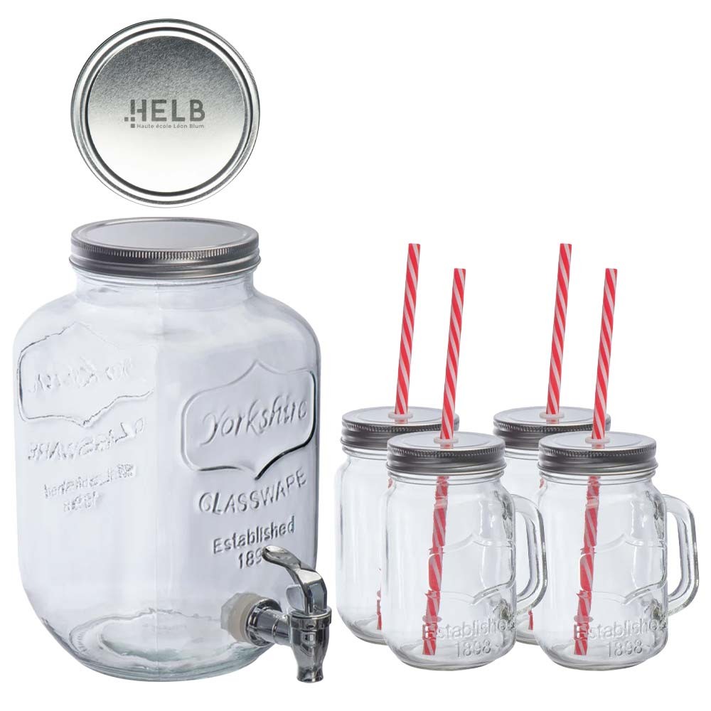 Glazen Drankdispenser Set - Tienen bedrukken met logo