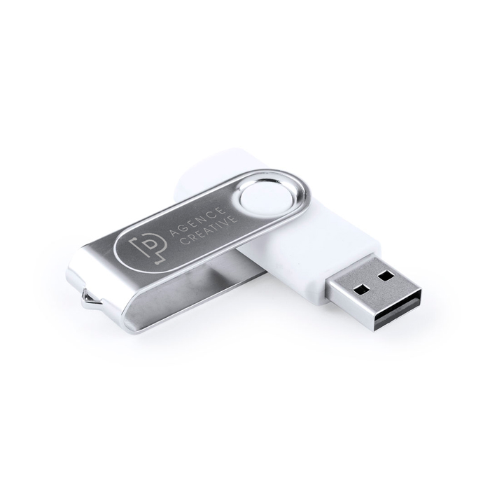 Draaibare Witte USB-stick 16GB - Kortemark