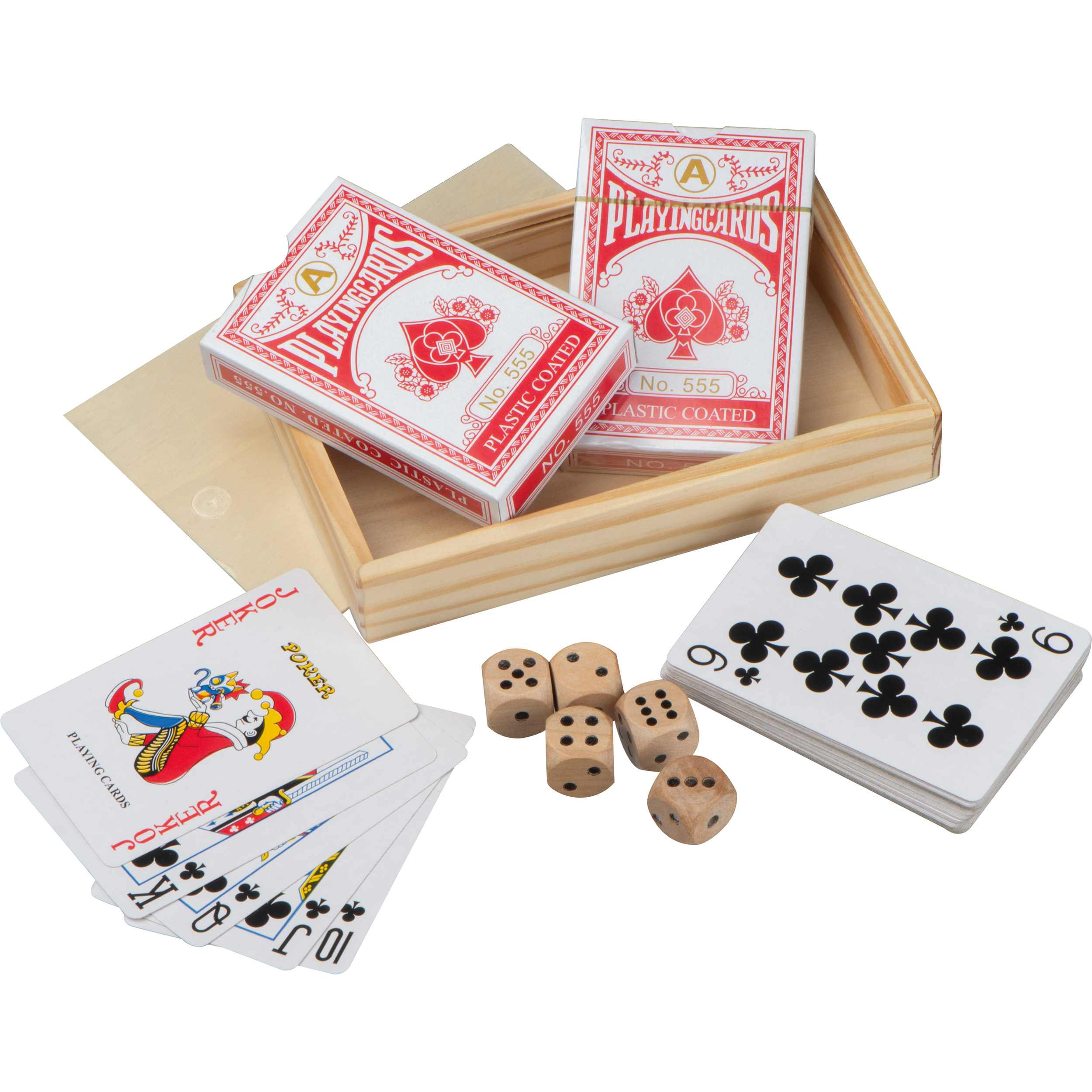 Houten Kaartspel met Dobbelstenen - Essen