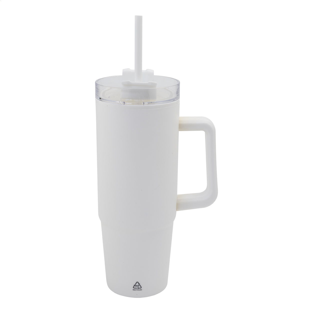 Renley thermobeker van gerecycled PP met rietje, 900 ml, met uw logo