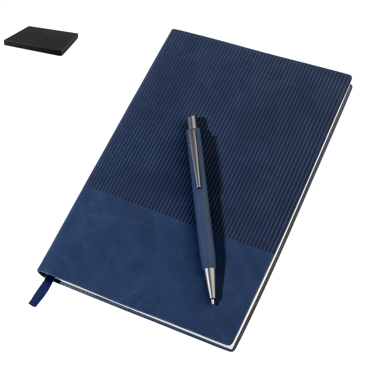 Strium notitieboekset met A5-notitieboek en pen, gerecycled, met logo bedrukken met logo