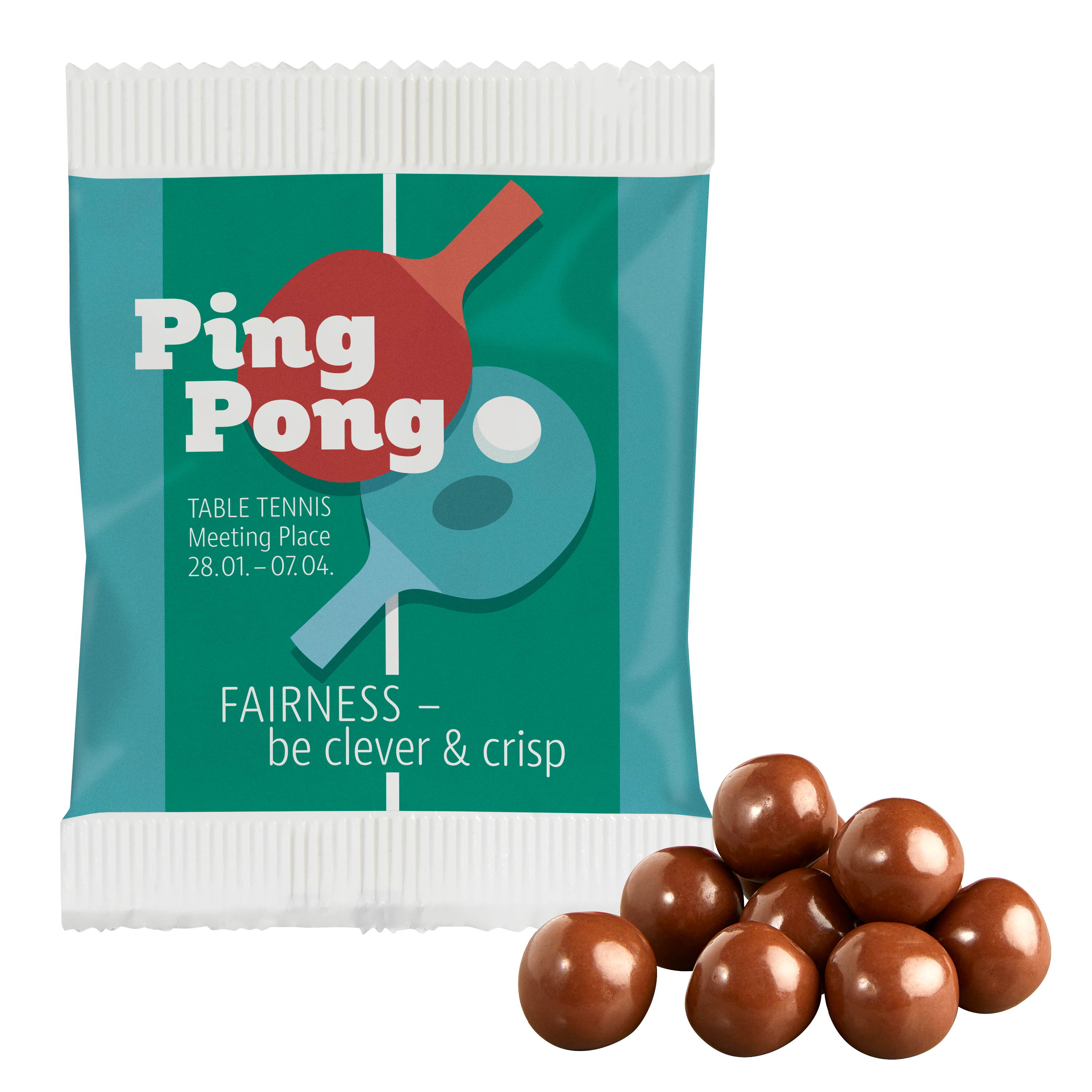 Chocolade Knapperige Balletjes - Grobbendonk bedrukken met logo